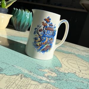Vintage Newhall Hanley Staffordshire Porcelain Pitcher / Asian Motif